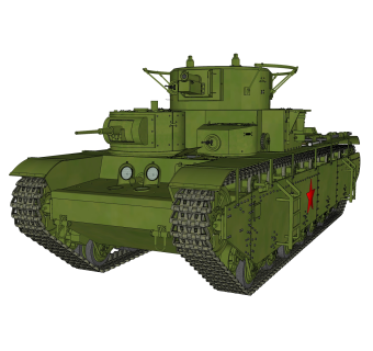 苏联T-35重型坦克su模型，坦克草图大师模型下载