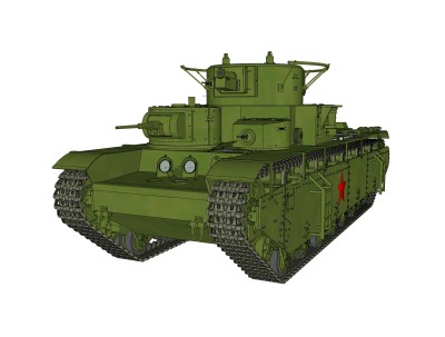 苏联T-35重型坦克su模型，坦克草图大师模型下载