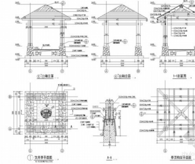 园林景<a href=https://www.yitu.cn/su/7053.html target=_blank class=infotextkey>亭</a>施工详图