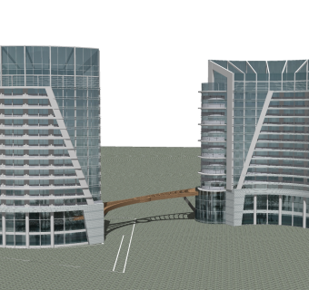现代办公楼外观草图大师模型，办公楼外观sketchup模型免费下载