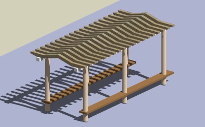 现代简约景观廊架草图大师模型，景观廊架sketchup模型下载