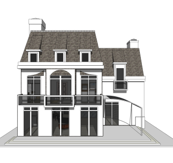 欧式别墅SU模型，别墅SKP模型下载