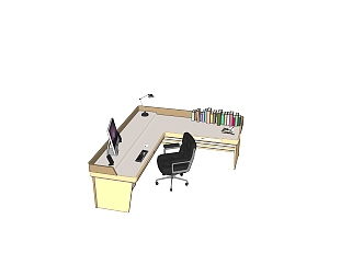 现代班台桌su模型，班台桌sketchup模型下载
