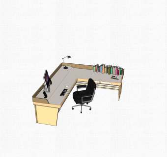 现代班台桌su模型，班台桌sketchup模型下载