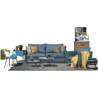 北欧布艺沙发组合su模型，沙发组合sketchup模型下载