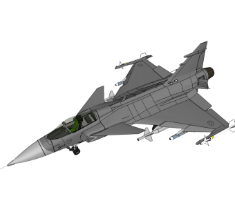 瑞典萨博JAS-39鹰狮战斗机草图大师模型，战斗机SU模型下载