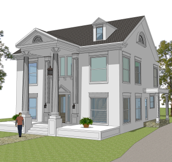 现代独栋别墅su模型下载，别墅草图大师模型分享