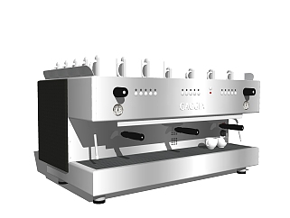 现代<em>半</em>自动咖啡机草图大师模型，餐具免费su模型下载