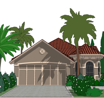 现代独栋别墅su模型下载，别墅草图大师模型分享