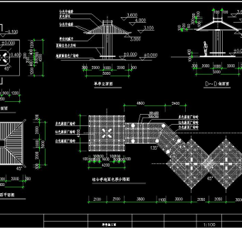 花架廊CAD施工图，花架廊CAD图纸下载