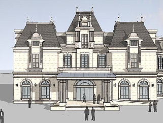 法式独栋别墅su模型免费下载，别墅sketchup模型分享