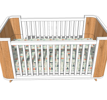 北欧风婴儿床草图大师，婴儿床skb文件下载