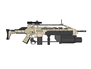 德国H&K-XM8轻型狙击步枪草图大师模型，步枪SU模型下载
