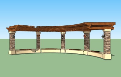 欧式廊架草图大师模型，廊架sketchup模型下载