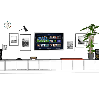 现代电视柜sketchup模型，电视柜草图大师模型下载
