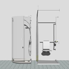 现代淋浴房组合草图大师模型，淋浴房su模型下载