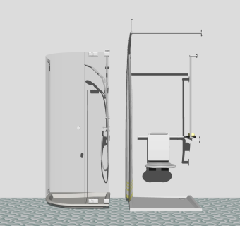 现代淋浴房组合草图大师模型，淋浴房su模型下载