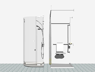 现代淋浴房组合草图大师模型，淋浴房su模型下载