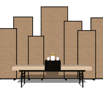 现代屏风草图大师模型，屏风隔断su模型下载