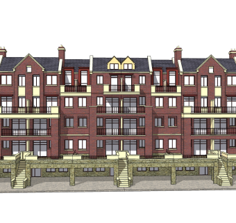 现代连排别墅草图大师模型，连排别墅sketchup模型免费下载