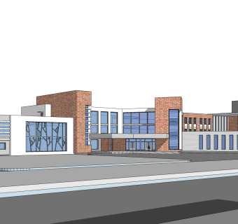 现代办公楼草图大师模型，办公楼sketchup模型免费下载