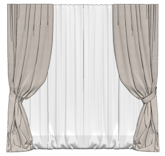 现代窗帘草图大师模型下载、现代窗帘su模型下载