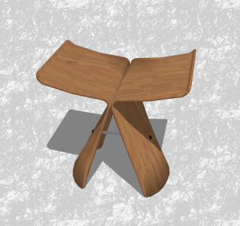 现代曲木创意小座椅su模型，休闲椅草图大师模型下载