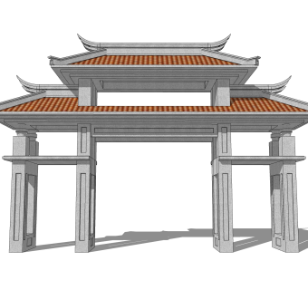 中式牌坊草图大师模型下载，入口大门sketchup模型分享