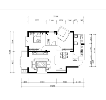 两居户型图CAD施工图附效果图及完工实景照片，户型图CAD建筑图纸下载