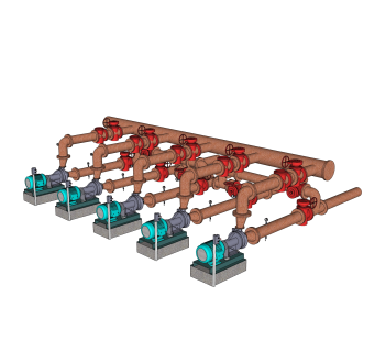 现代抽水泵草图大师模型，抽水泵sketchup模型下载