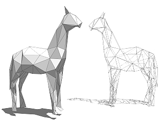 现代动物狍子雕塑su模型,摆件草图大师模型下载