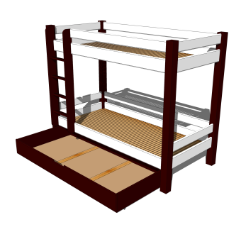 儿童高低床铺草图大师模型，儿童床SU模型下载