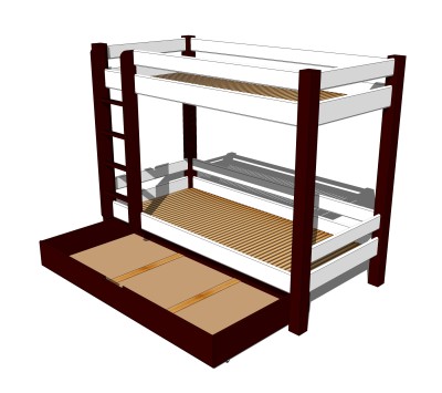 儿童高低床铺草图大师模型，儿童床SU模型下载