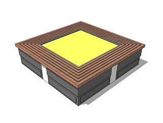 现代<em>方形</em>树池SU模型下载，树池坐凳skb模型分享