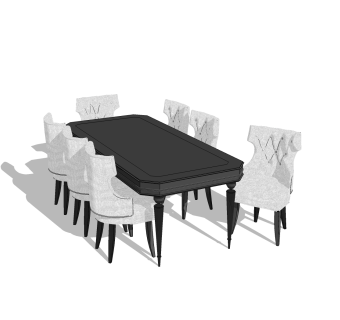 美式餐桌椅免费su模型，餐桌椅skp模型下载