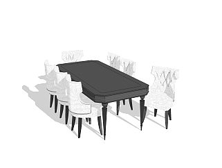 <em>美式</em>餐桌<em>椅</em>免费su模型，餐桌<em>椅</em>skp模型下载