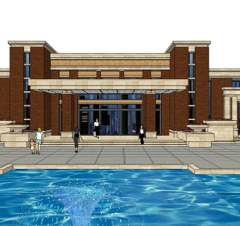 中式售楼处skb模型分享，售楼中心SU模型下载