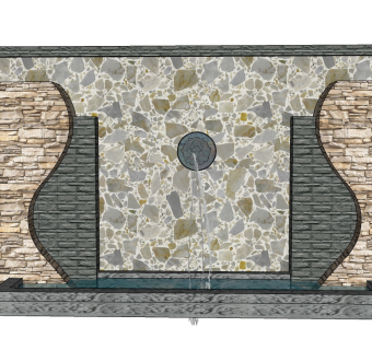 中式景观墙SU模型下载，景观墙skb模型分享