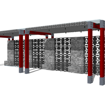 新中式造型廊架草图大师模型，造型廊架sketchup模型下载
