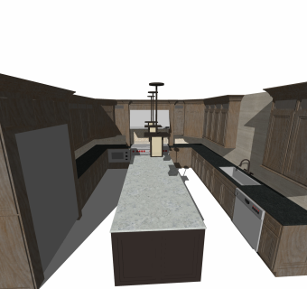 现代厨房柜免费su模型，厨房柜sketchup模型下载