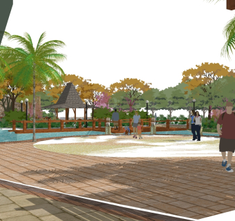 现代公园景观草图大师模型，公园sketchup模型免费下载