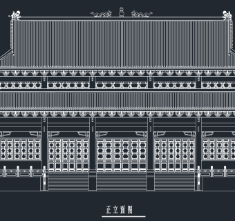 仿古建筑大殿建施CAD图纸，大殿建筑CAD施工图纸下载