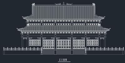 仿古建筑大殿建施CAD图纸，大殿建筑CAD施工图纸下载