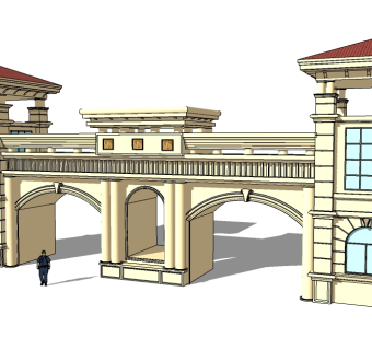 欧式入口大门skb模型分享，入口大门草图大师模型下载