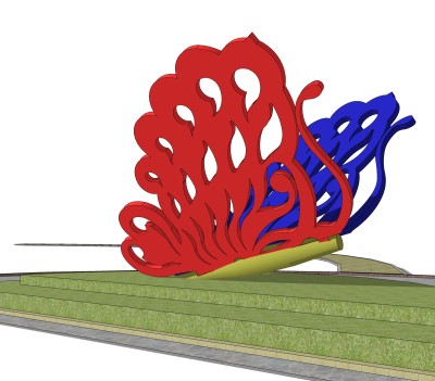 抽象蝴蝶雕塑su模型,摆件草图大师模型下载