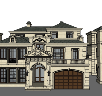 欧式别墅su模型下载、欧式别墅草图大师模型下载