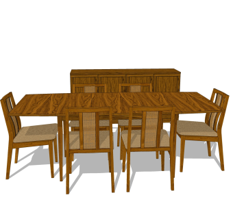 现代实木餐桌椅su模型，仿古桌子草图大师模型下载