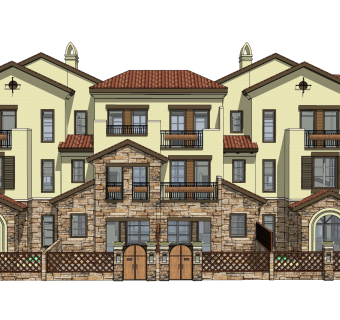 中式别墅草图大师模型，别墅sketchup模型