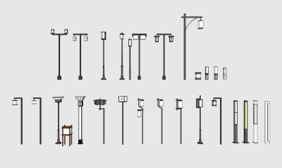 中式路灯地灯组合su模型，路灯地灯sketchup模型下载