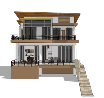 现代别墅草图大师模型下载，别墅SKP模型下载